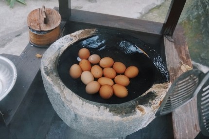 由布院住宿温泉旅馆推荐おやど二本の苇束的免费温泉蛋